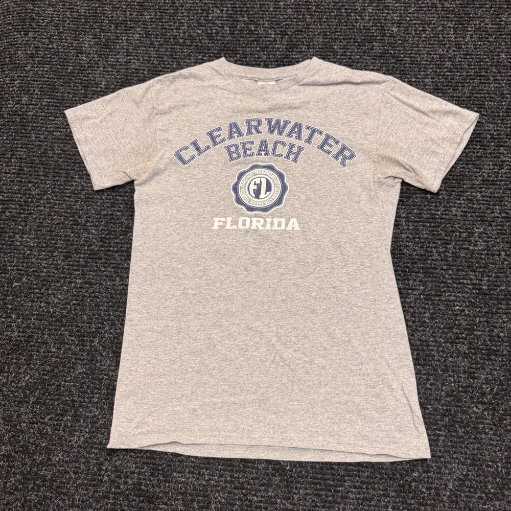 Delta Clearwater Beach Florida Graphic T-Shirt Gray Mens Small Souvenir Tee